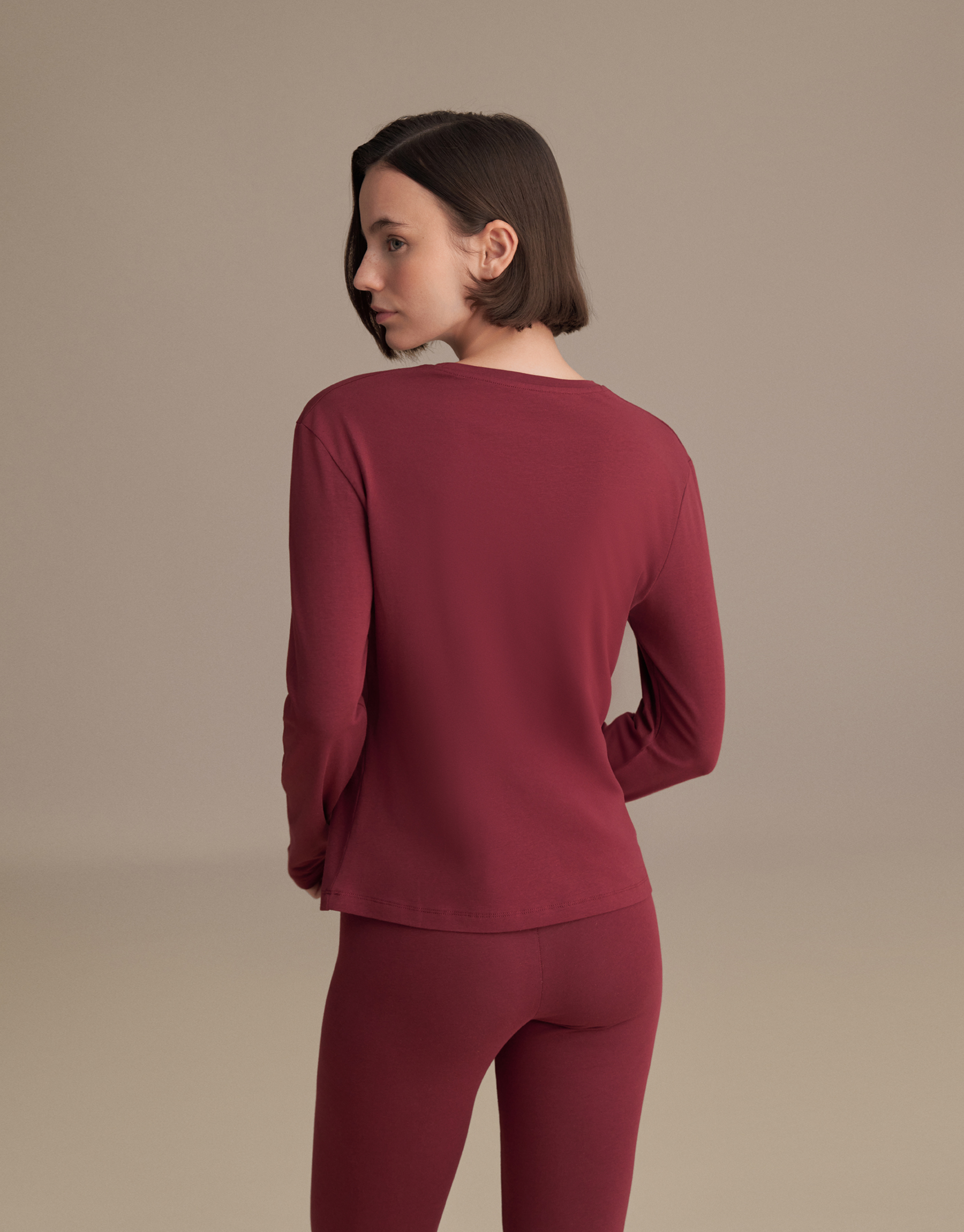 LONG SLEEVE BASIC T-SHIRT Claret Red
