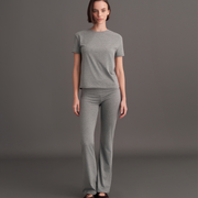 BELİ KATLAMALI İSPANYOL PANTOLON GRİ MELANJ