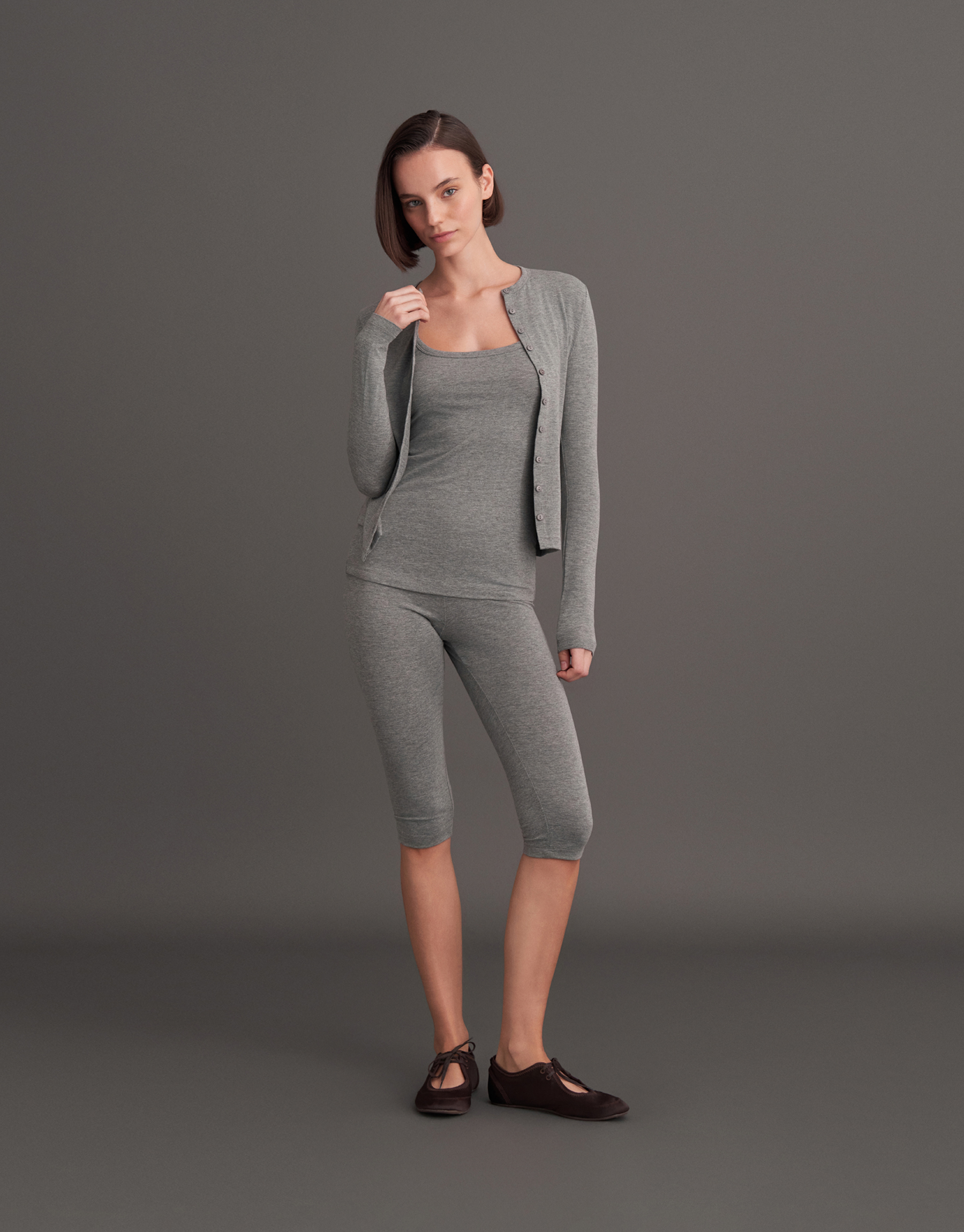 MINI BUTTONED BLOUSE GREY MELANGE