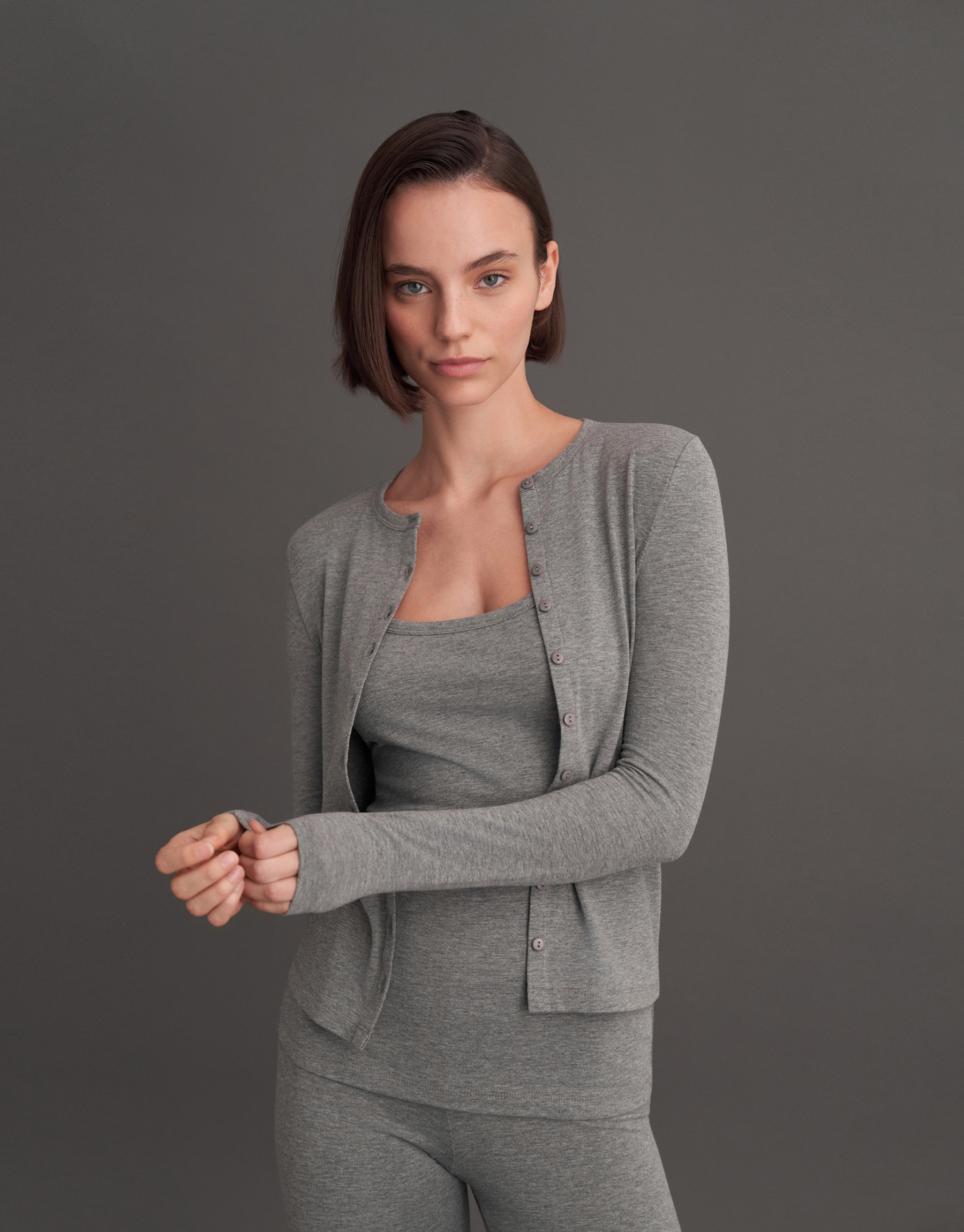 MINI BUTTONED BLOUSE GREY MELANGE