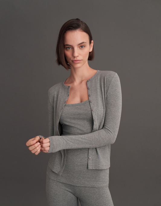 MINI BUTTONED BLOUSE GREY MELANGE