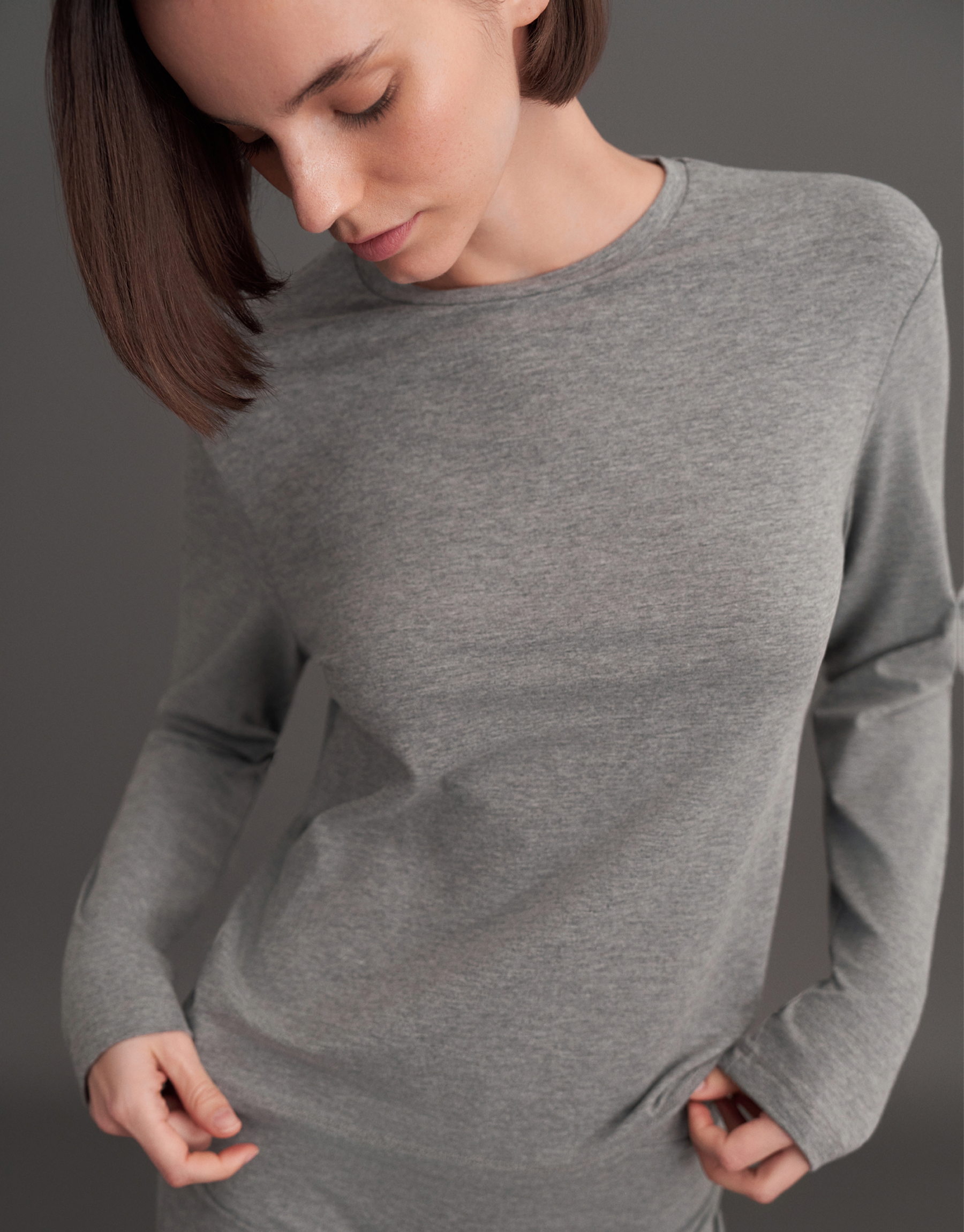 LONG SLEEVE BASIC T-SHIRT GRAY MELANGE
