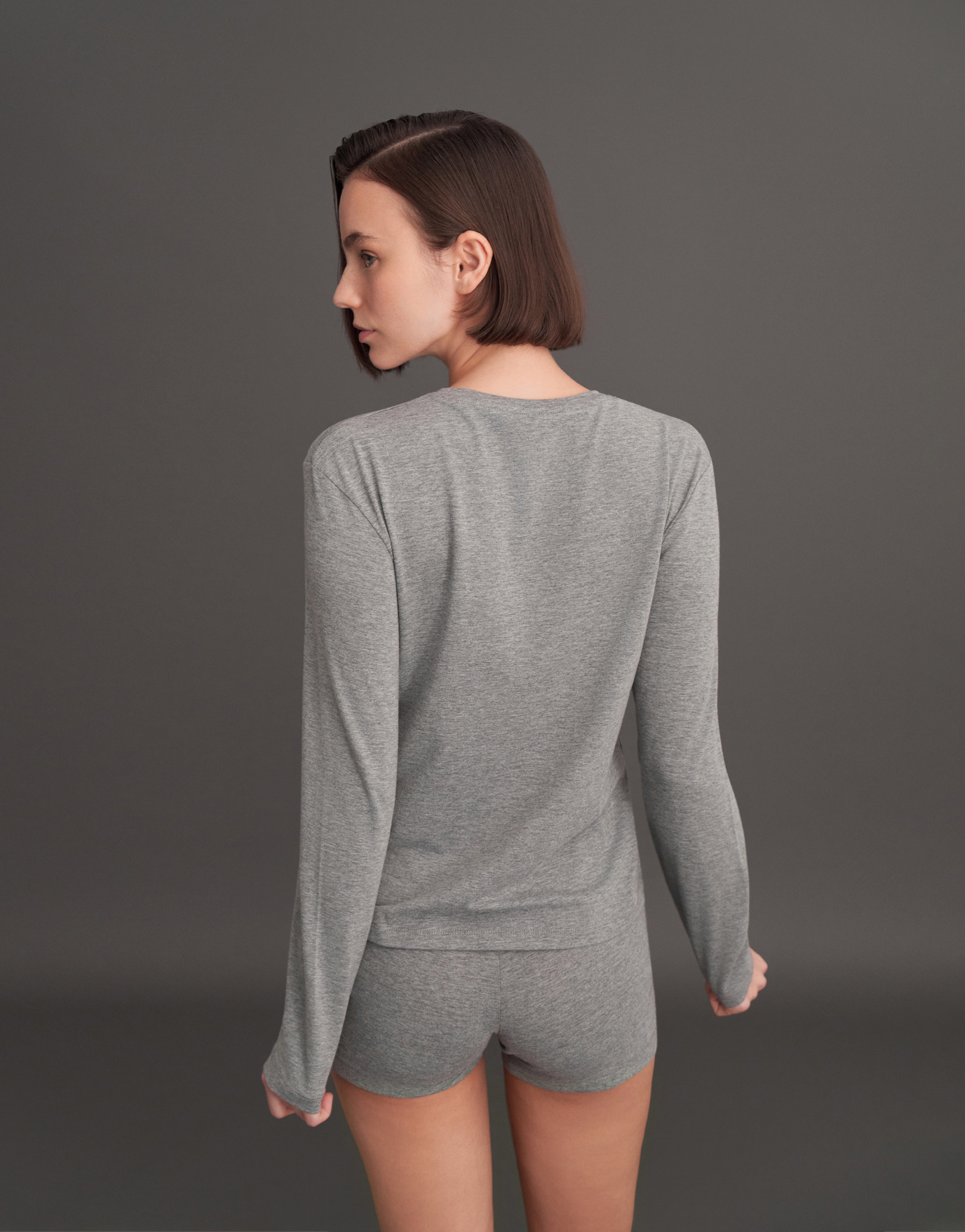 LONG SLEEVE BASIC T-SHIRT GRAY MELANGE