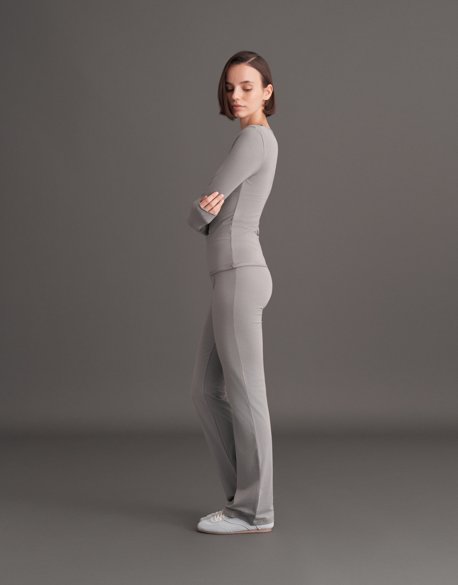 FOLD-WAIST SPANISH PANTS ASH GRAY