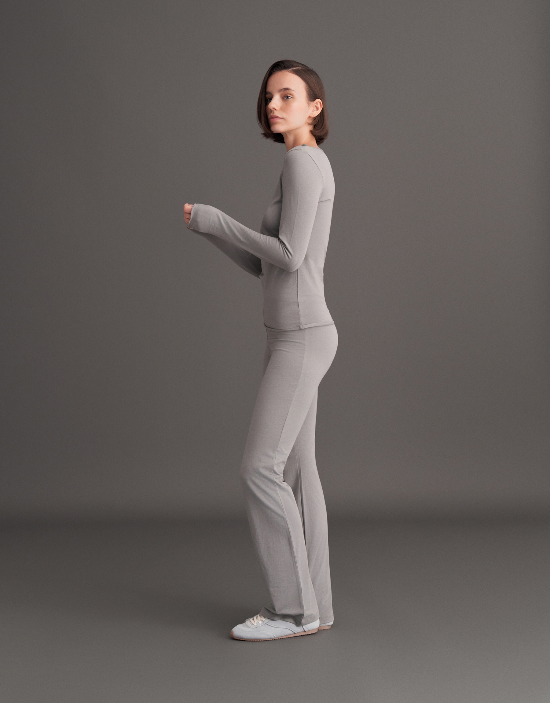 FOLD-WAIST SPANISH PANTS ASH GRAY