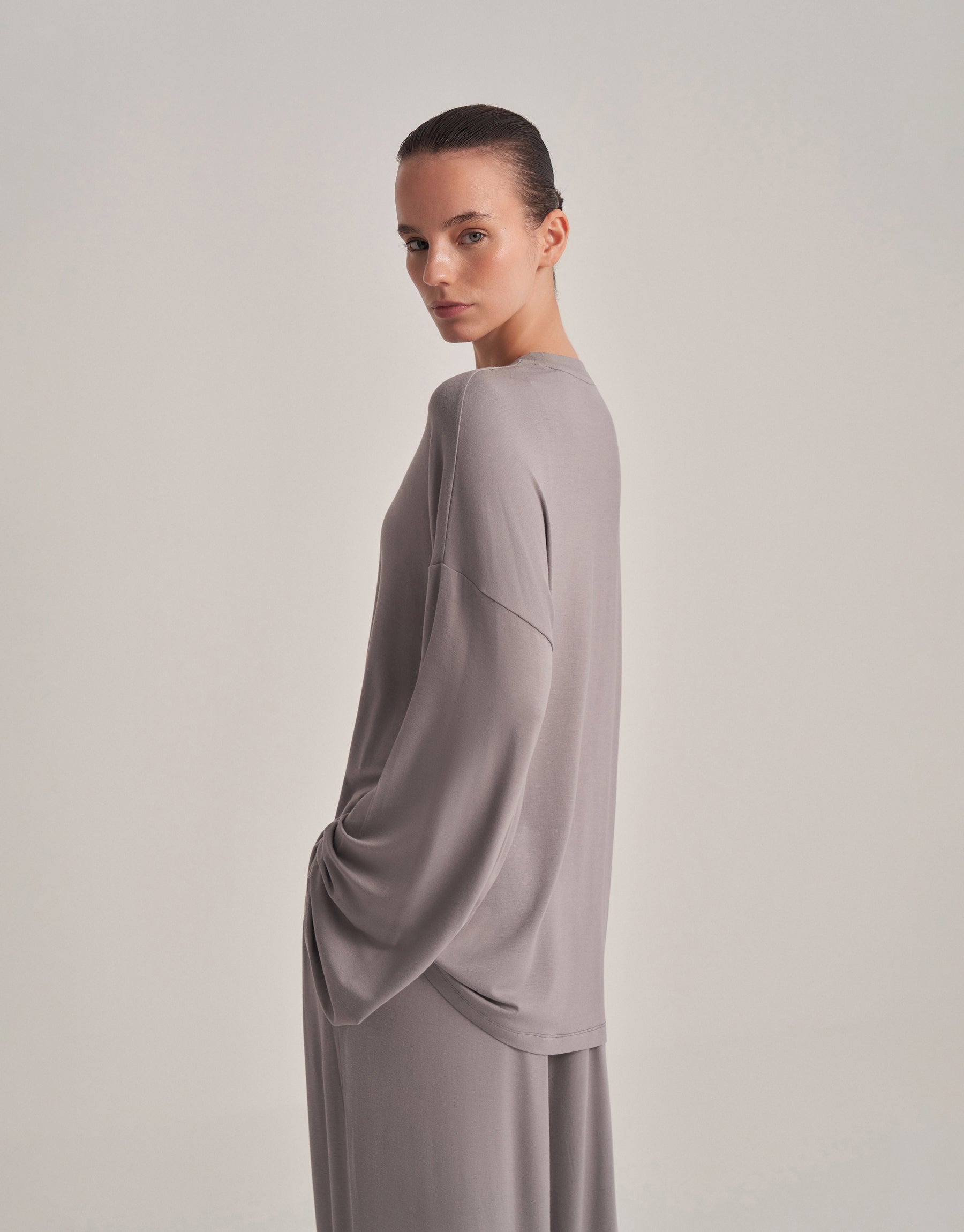 Relaxed fit blouse, ash gray.