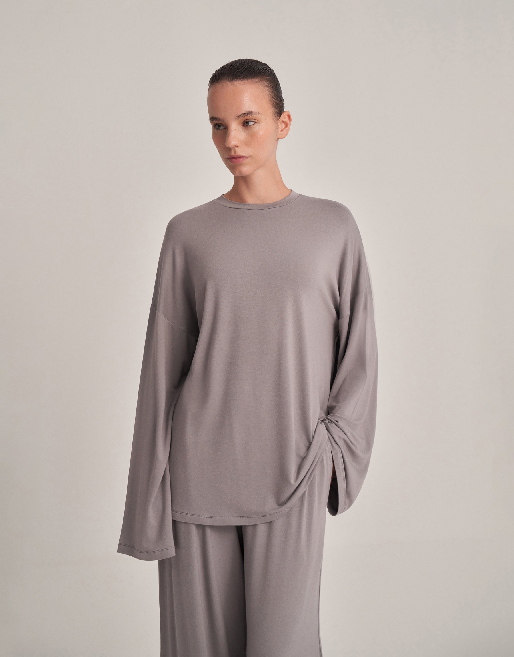 Relaxed fit blouse, ash gray.