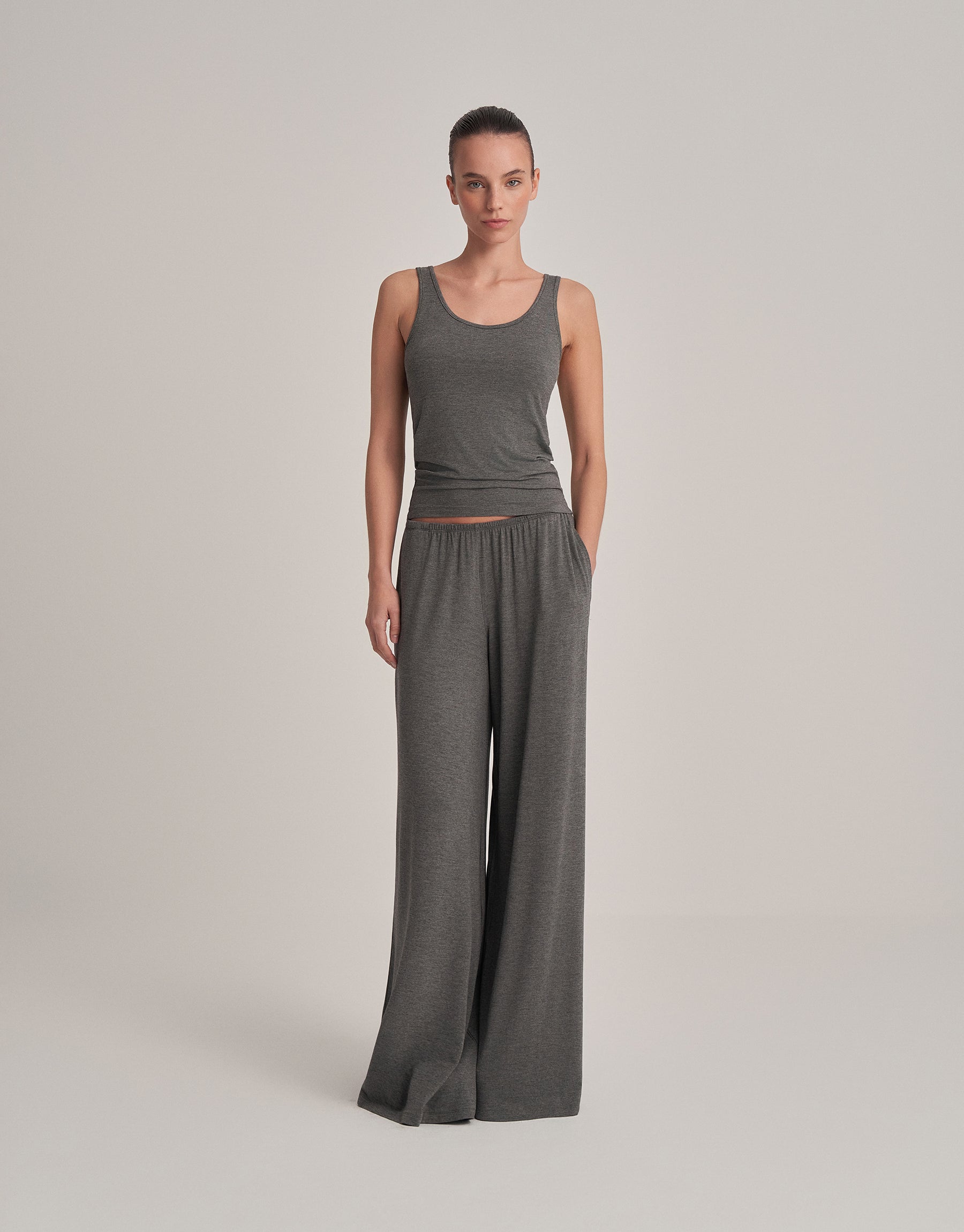 THICK STRAP TANK TOP ANTHRACITE MELANGE