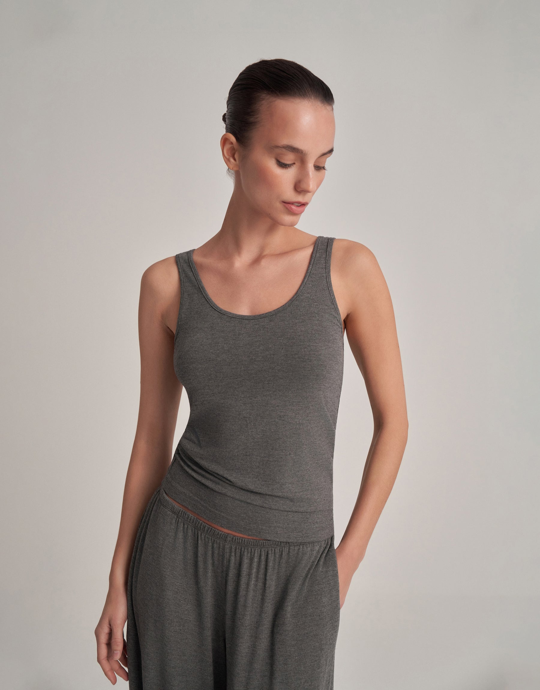 THICK STRAP TANK TOP ANTHRACITE MELANGE