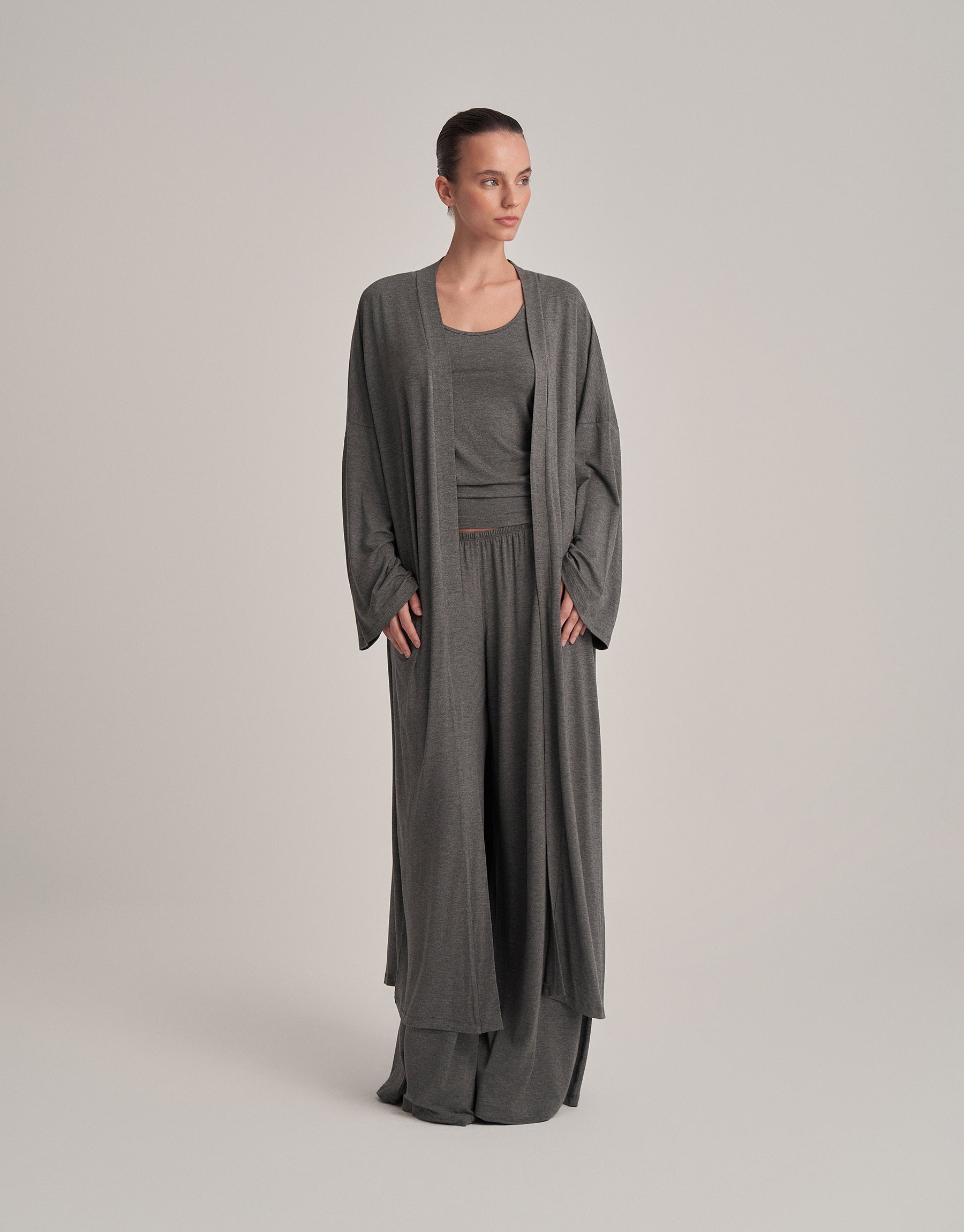 ARMOR COMBINED LONG KIMONO ANTHRACITE MELANGE