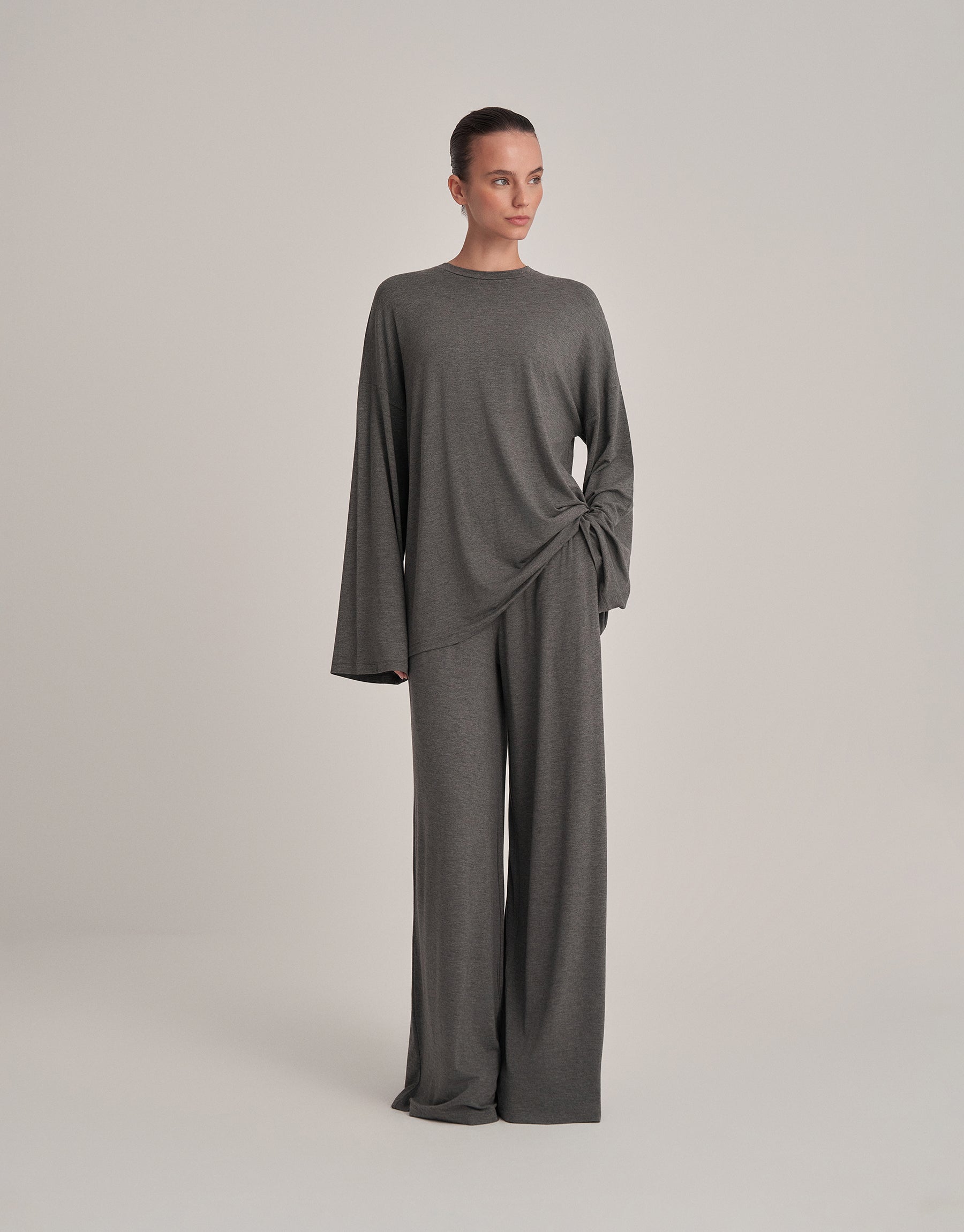 RAHAT FORMLU BLUZ ANTRASİT MELANJ