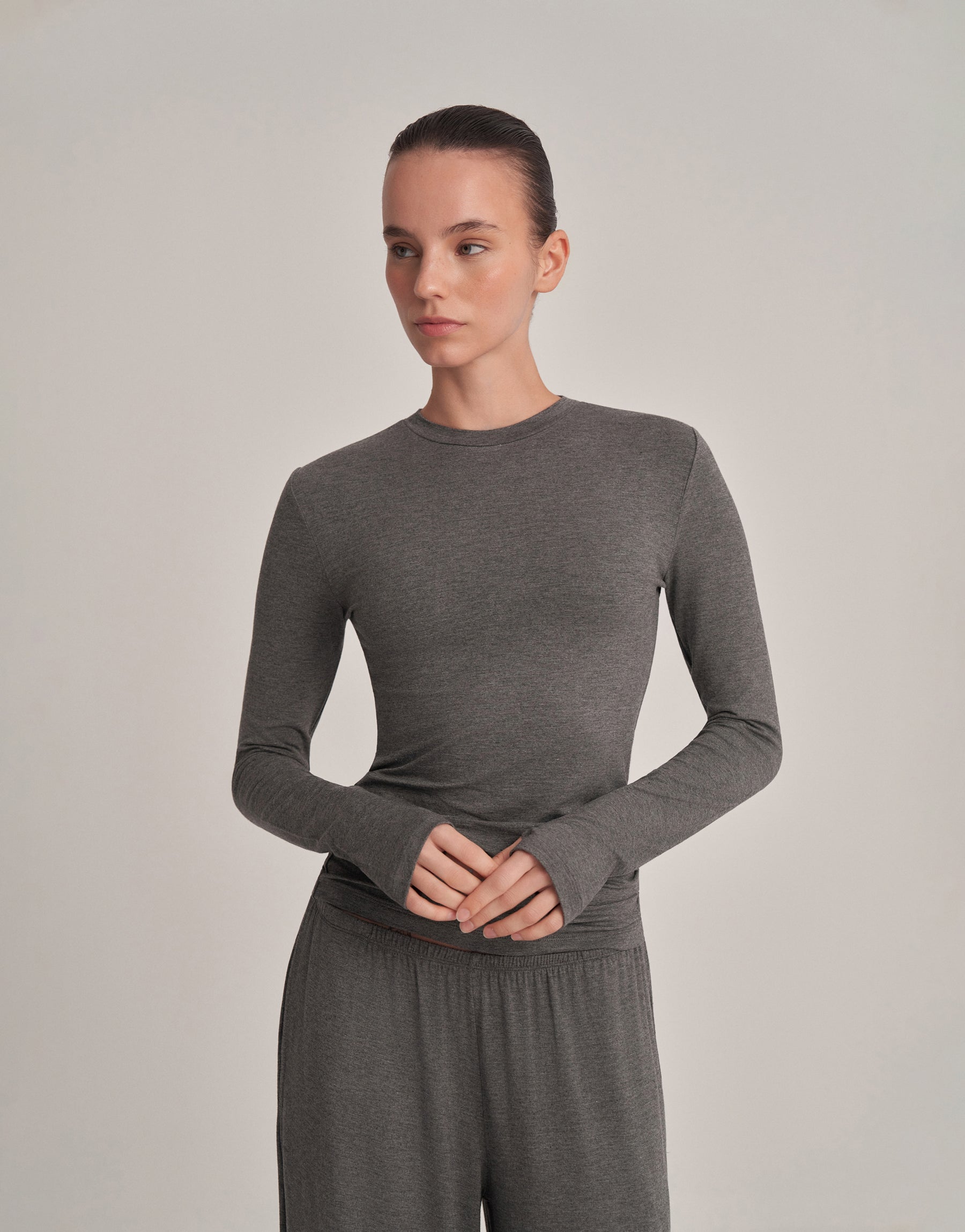 FIT FIT LONG SLEEVE T-SHIRT ANTHRACITE MELANGE