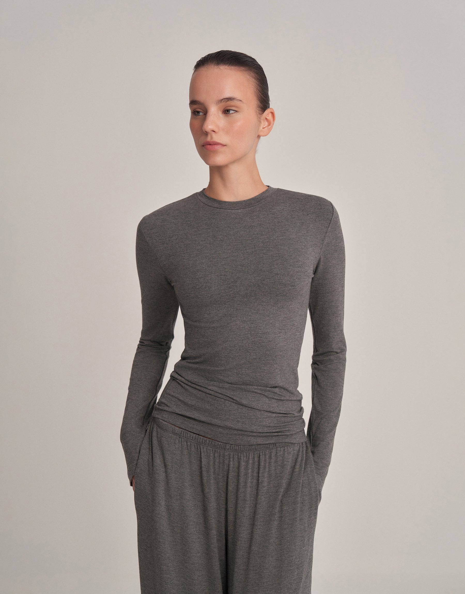 FIT FIT LONG SLEEVE T-SHIRT ANTHRACITE MELANGE