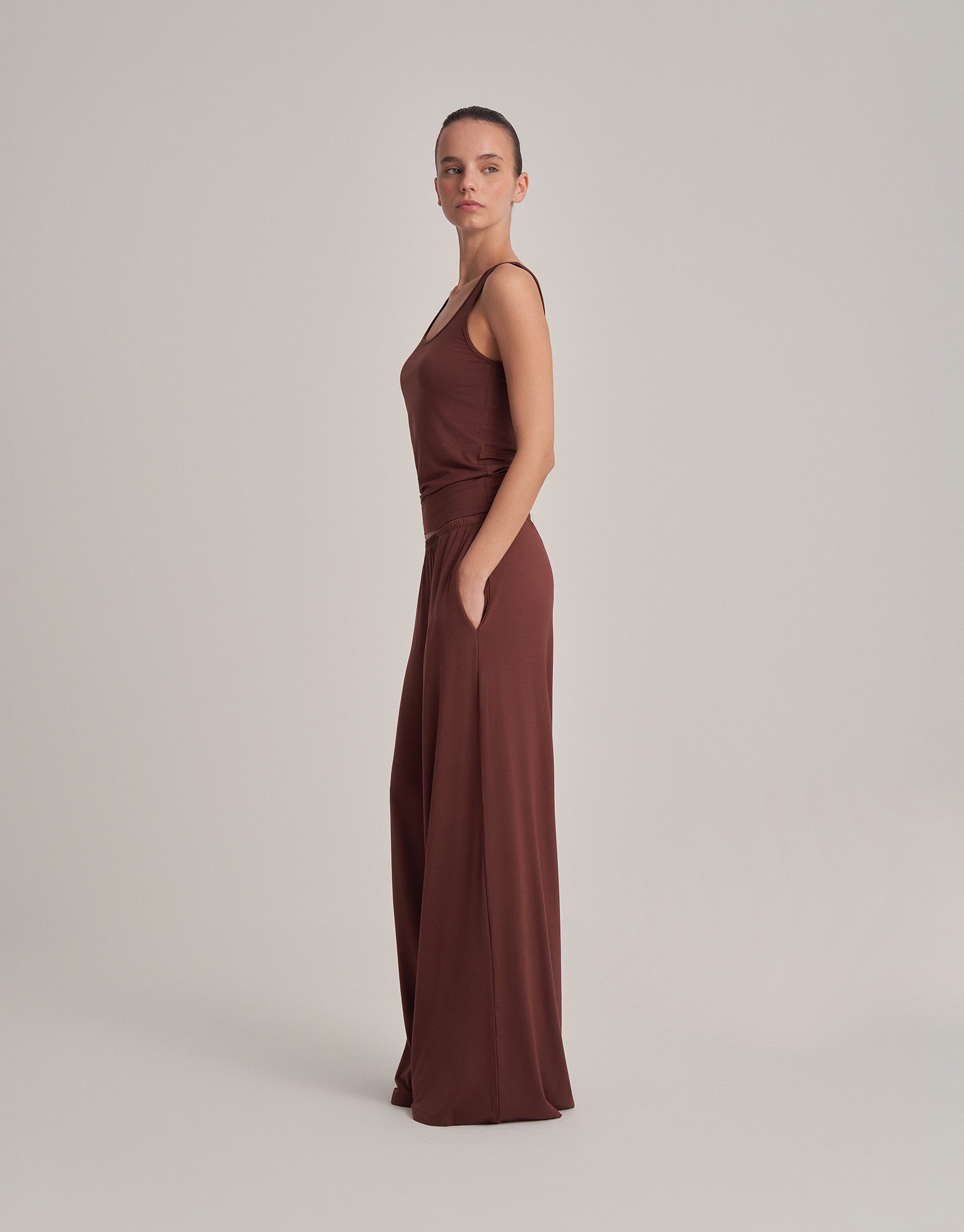 RAHAT DÖKÜMLÜ PANTOLON ÇİKOLATA KAHVE