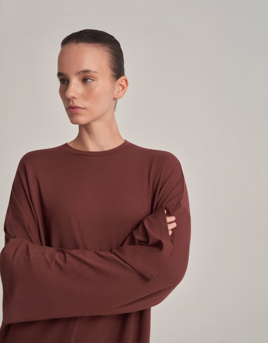 RAHAT FORMLU BLUZ ÇİKOLATA KAHVE