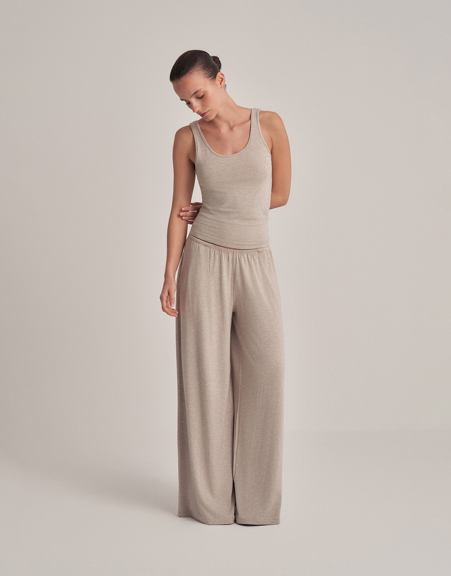 THICK STRAP TANK TOP, ECRU MELANGE