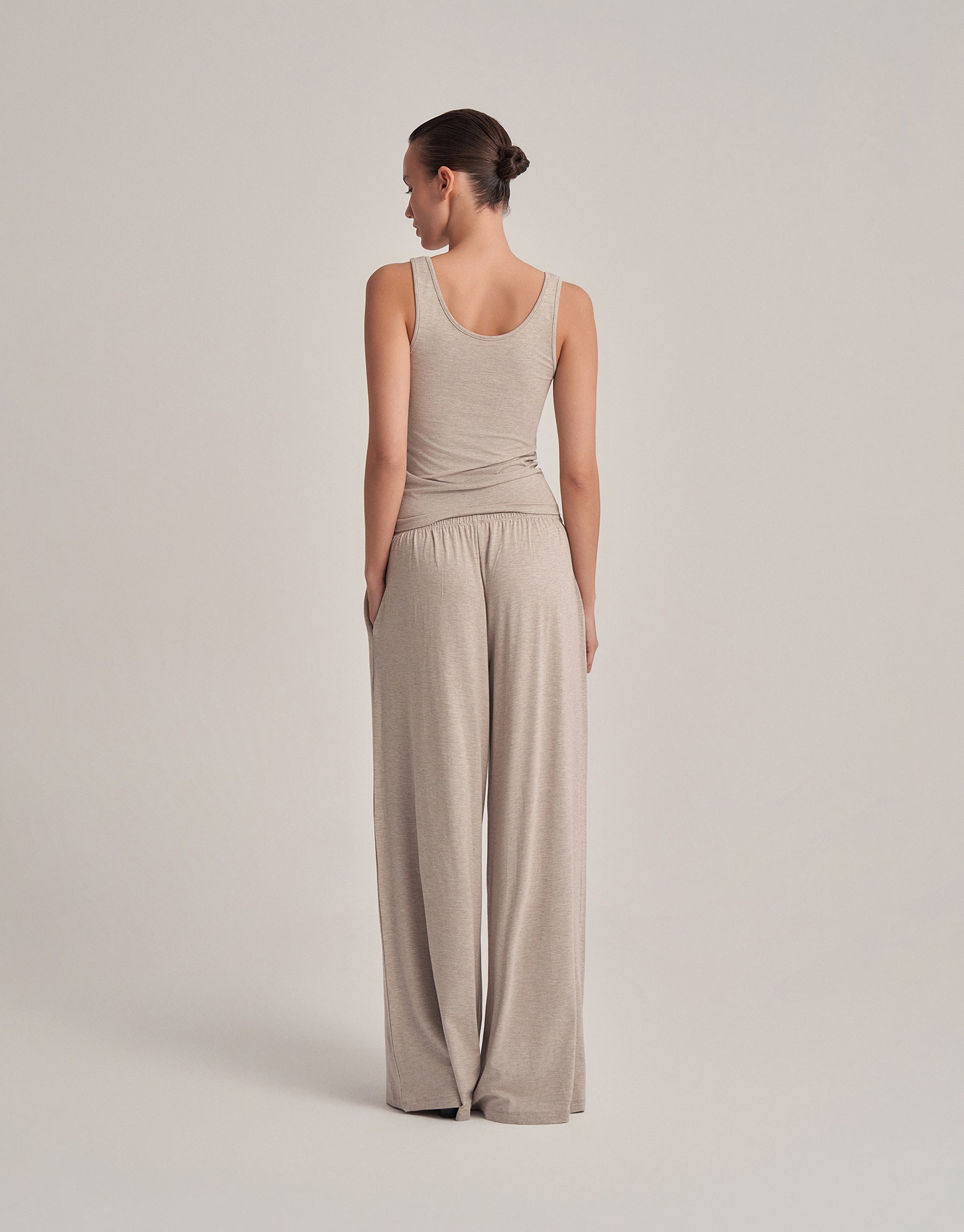 THICK STRAP TANK TOP, ECRU MELANGE