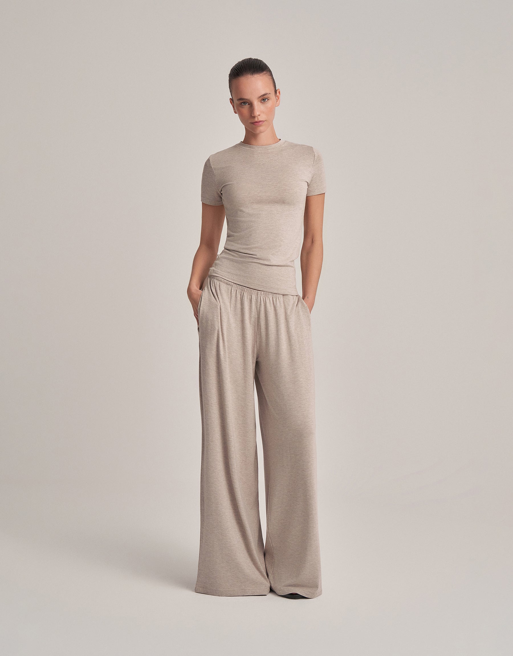 FIT SHORT-SLEEVE T-SHIRT ECRU MELANGE