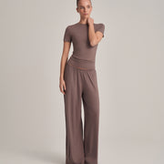 FIT KESIM KISA KOLLU T-SHIRT VİZON