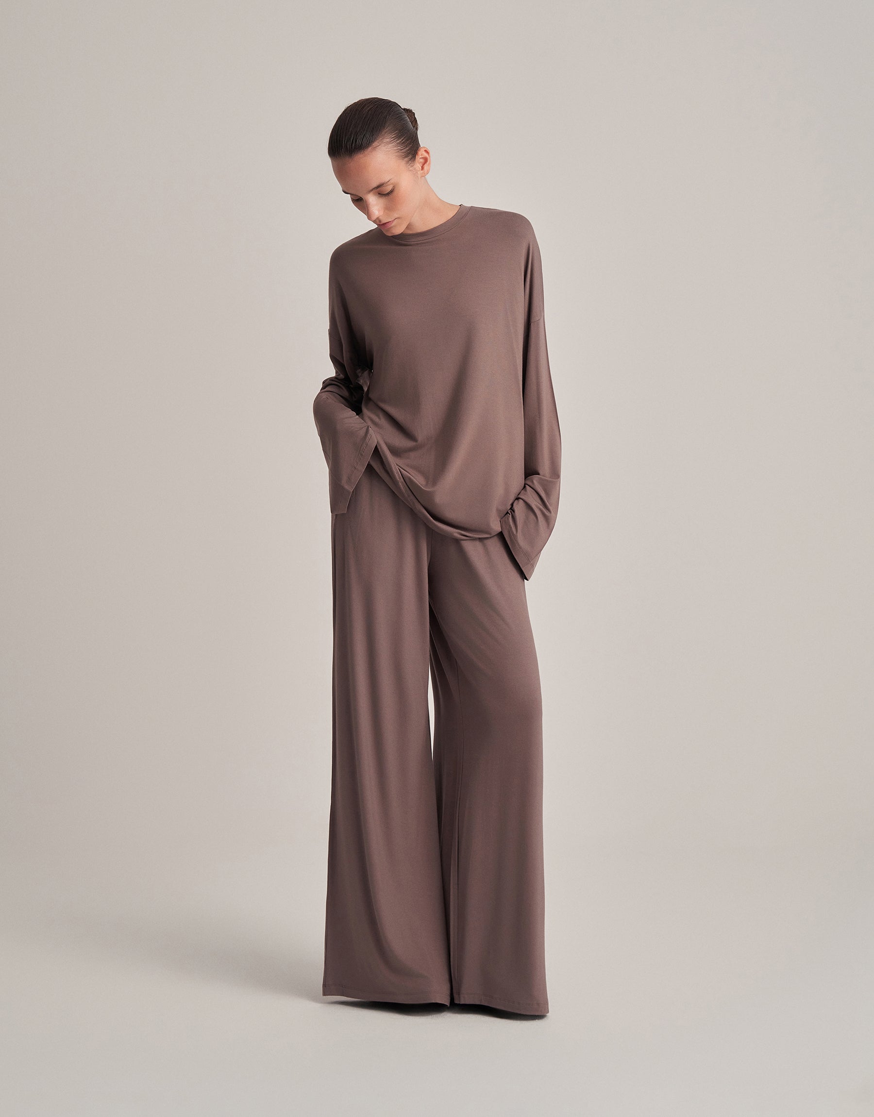 RAHAT FORMLU BLUZ KOYU VİZON