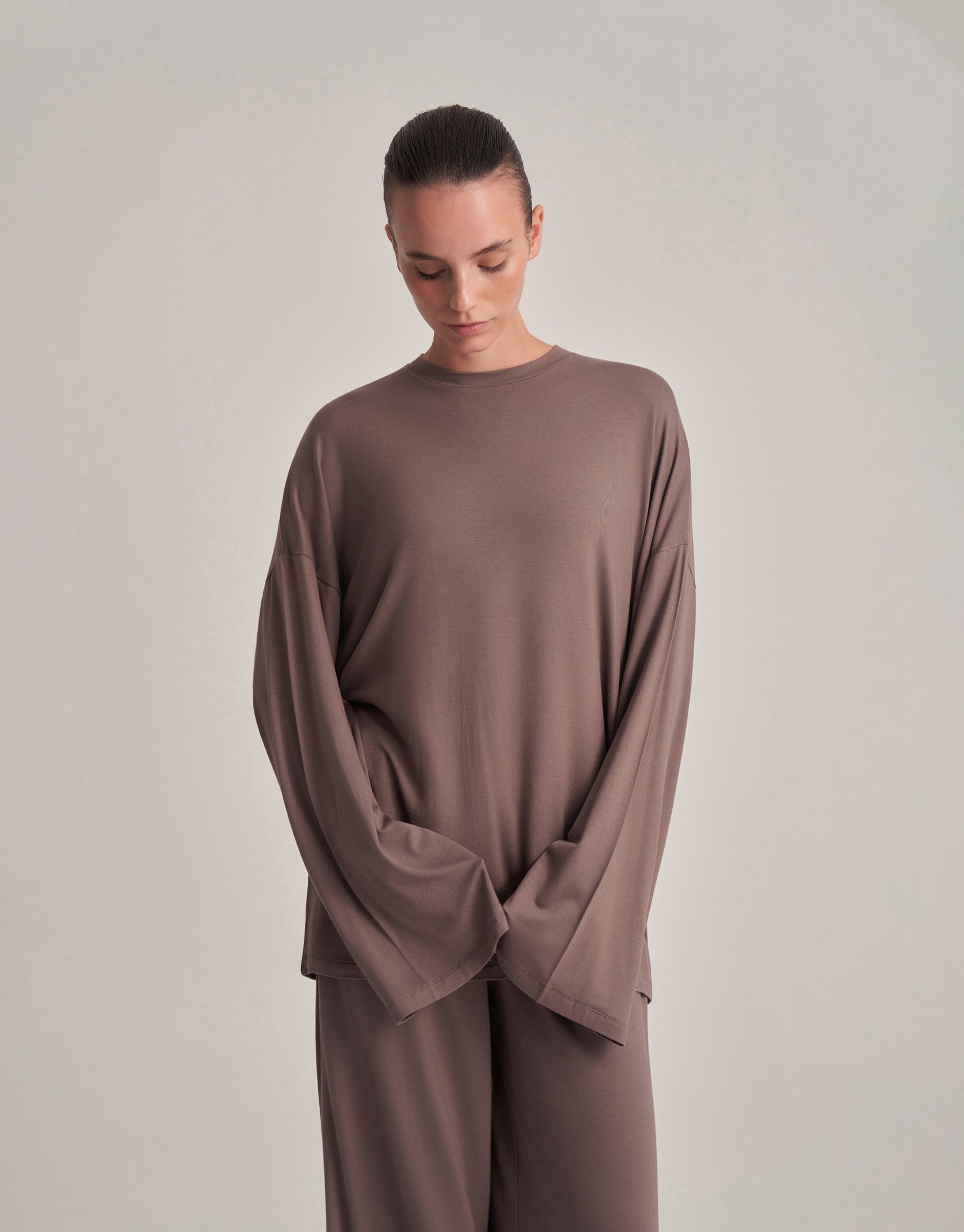 RAHAT FORMLU BLUZ KOYU VİZON