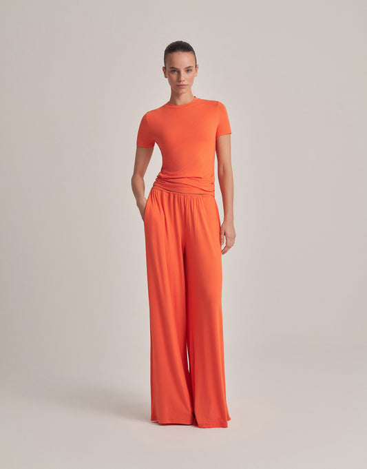 FIT KESIM KISA KOLLU T-SHIRT ORANGE