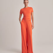 FIT KESIM KISA KOLLU T-SHIRT ORANGE