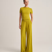 FIT KESIM KISA KOLLU T-SHIRT YAĞ YEŞİLİ