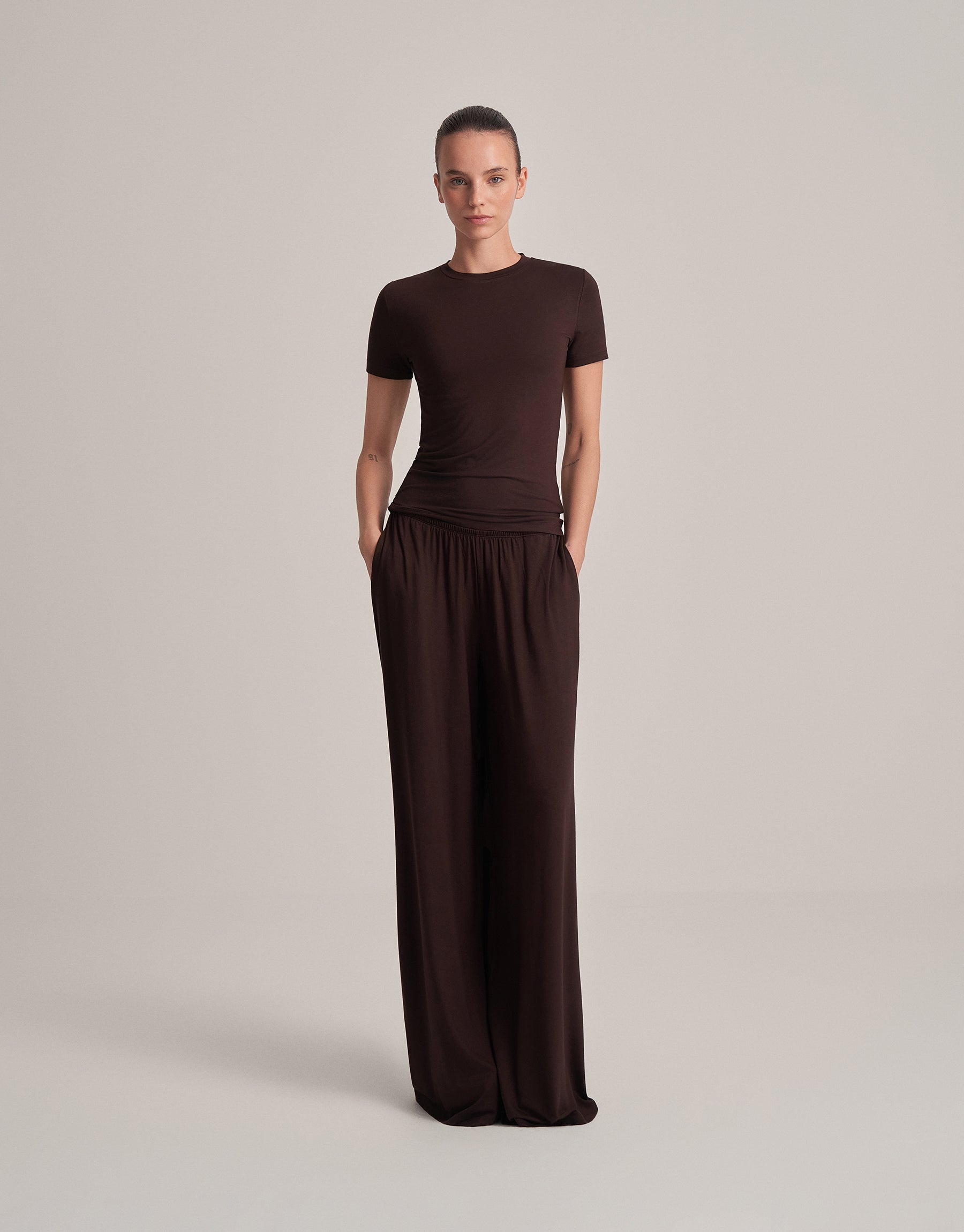 RAHAT DÖKÜMLÜ PANTOLON ACI KAHVE