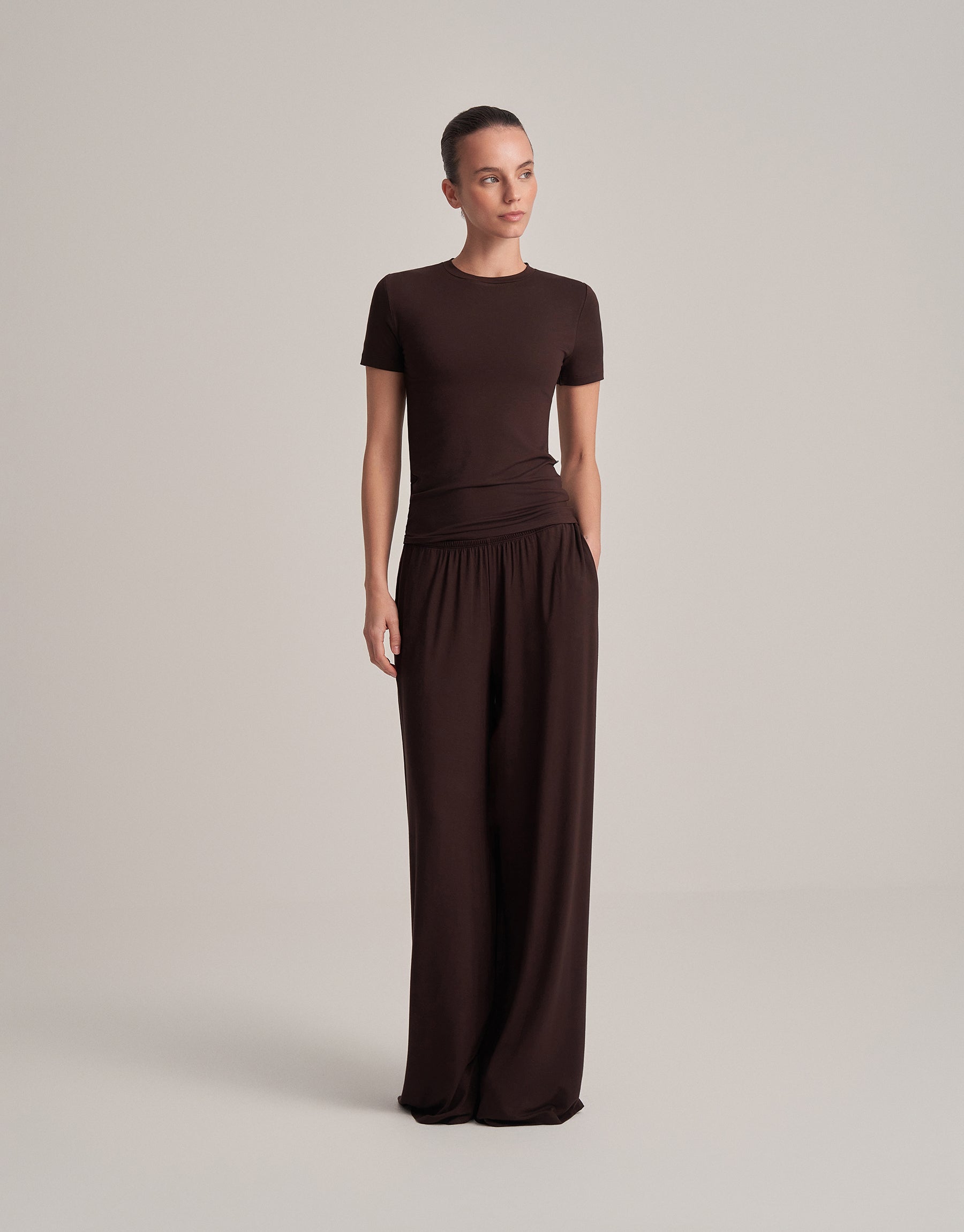 RAHAT DÖKÜMLÜ PANTOLON ACI KAHVE