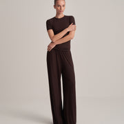 FIT KESIM KISA KOLLU T-SHIRT ACI KAHVE