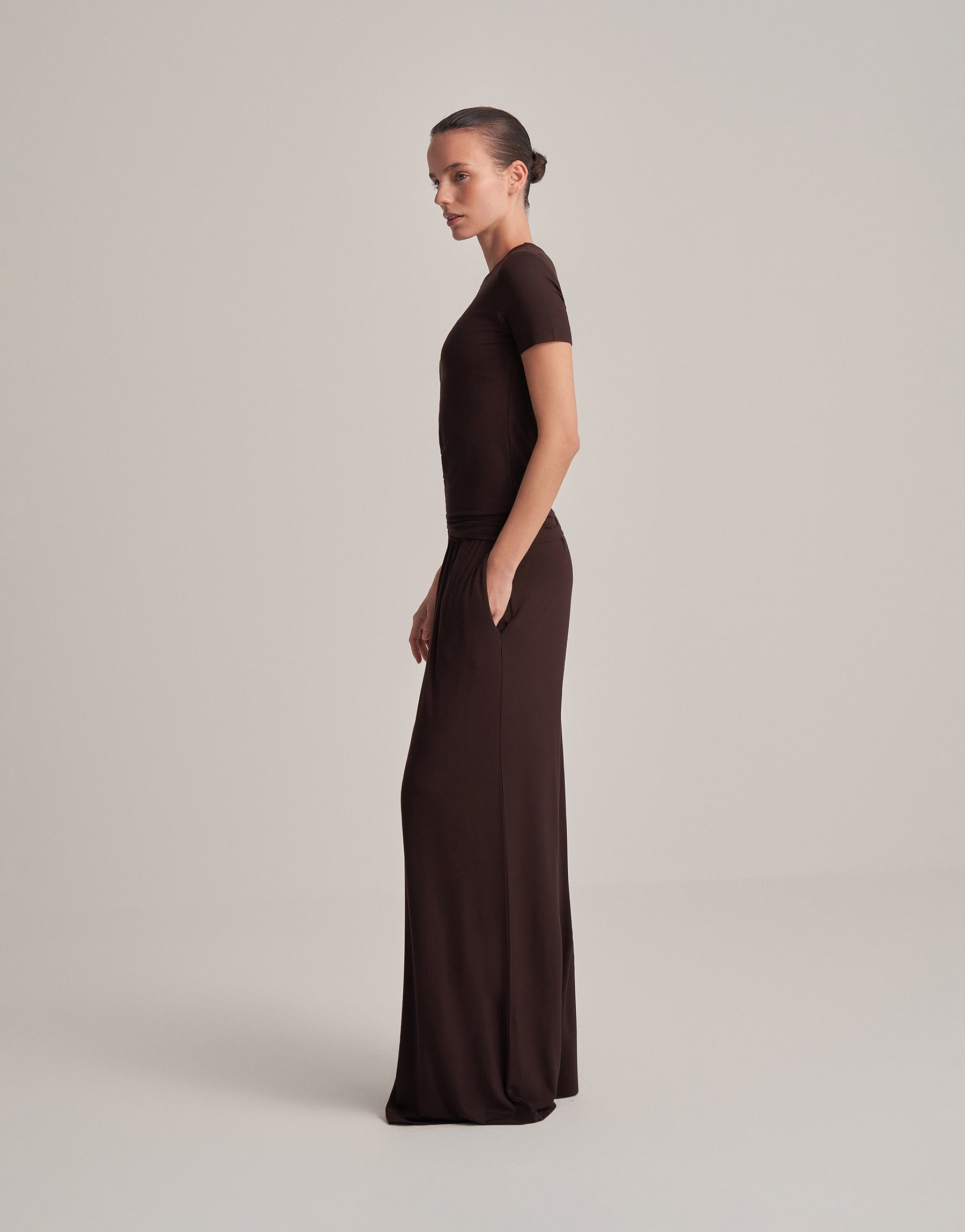 RAHAT DÖKÜMLÜ PANTOLON ACI KAHVE