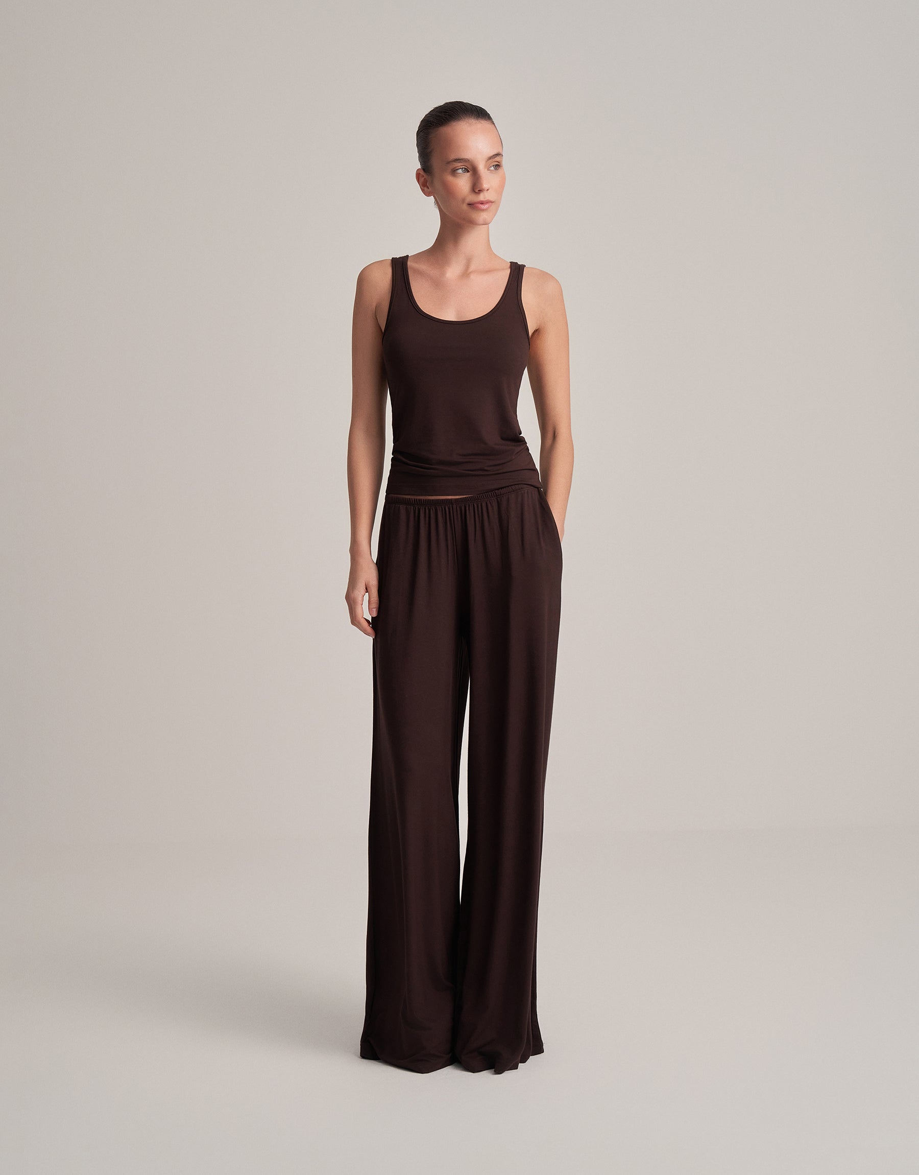 THICK-STRAP TANK TOP, DARK BROWN