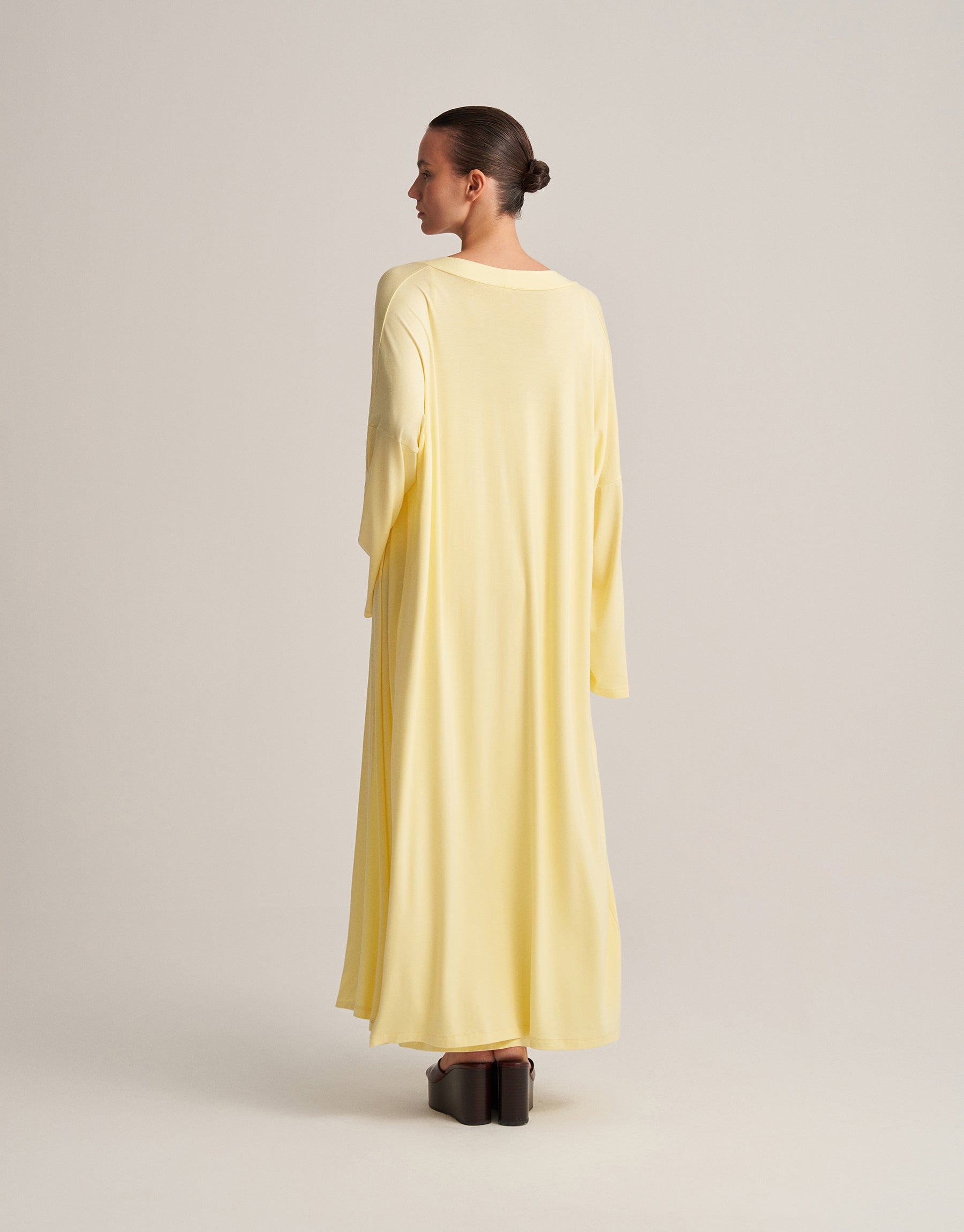 BELTED COMBINED LONG KIMONO BUTTER YELLOW