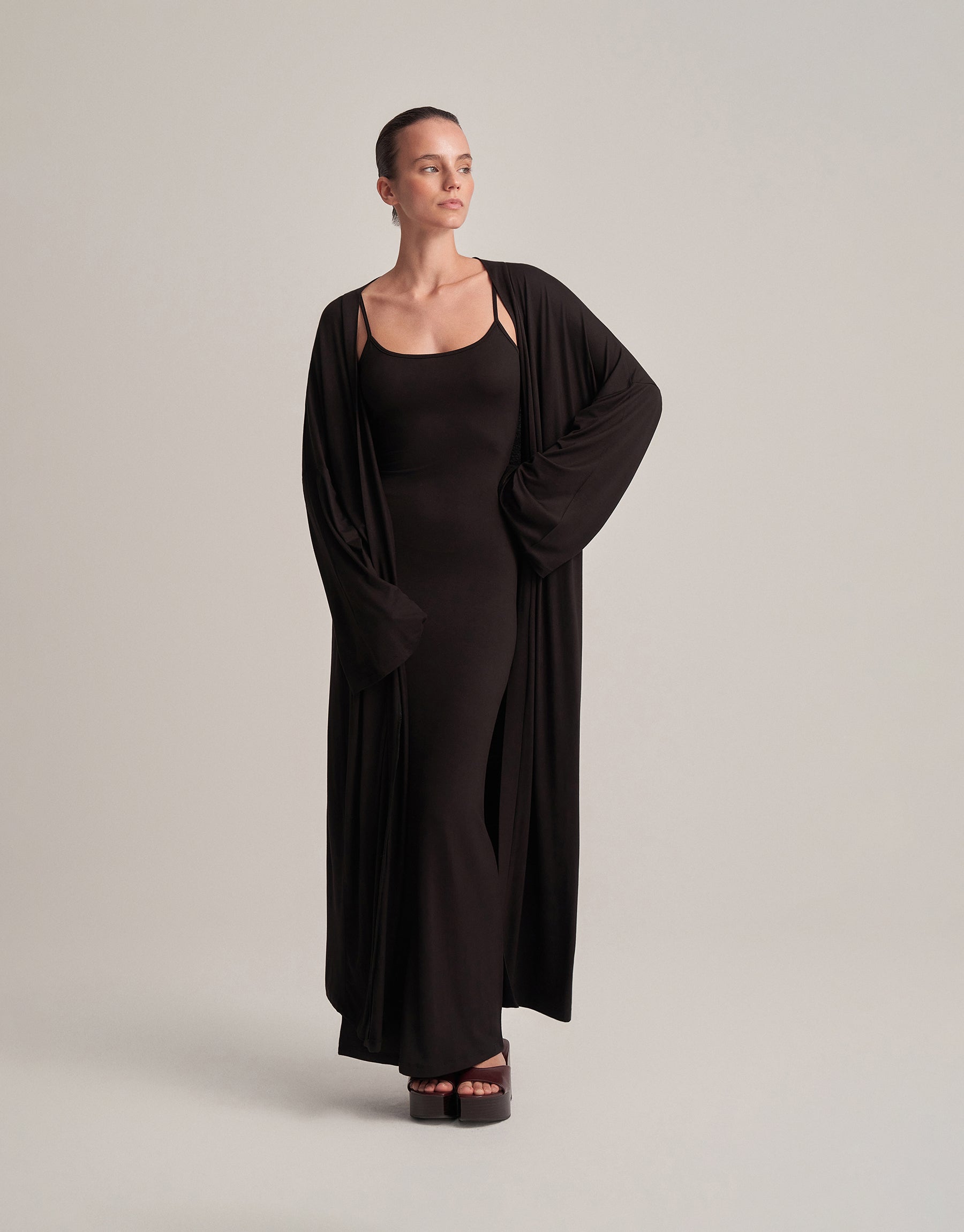 BACKLESS STRAPLESS LONG DRESS, BLACK