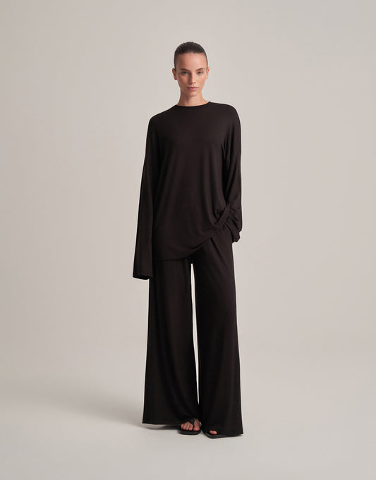 RELAXED FIT BLOUSE, BLACK.