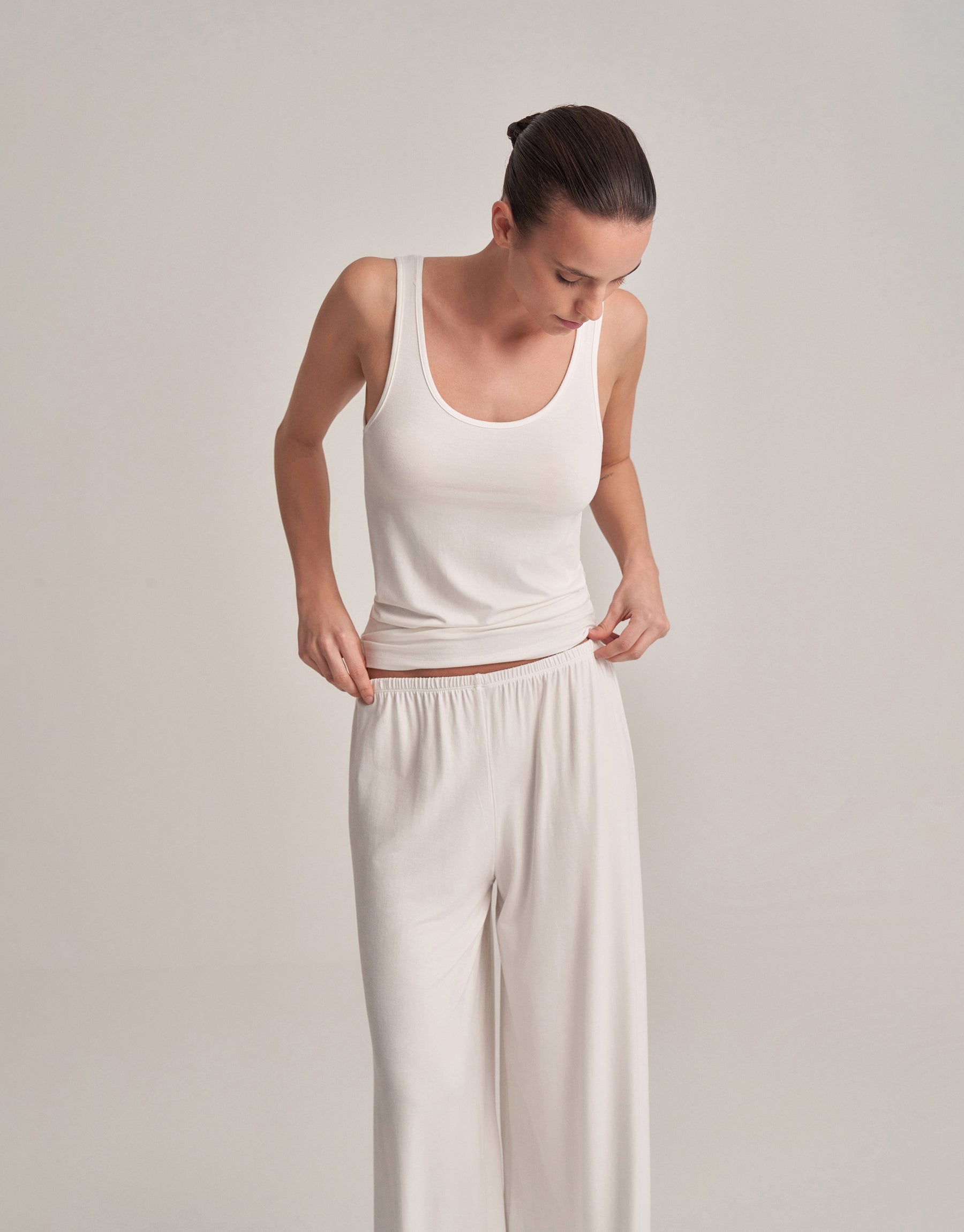 COMFORTABLE, LOOSE-FITTING PANTS, ECRU