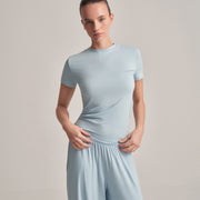 FIT KESIM KISA KOLLU T-SHIRT BEBE MAVİSİ