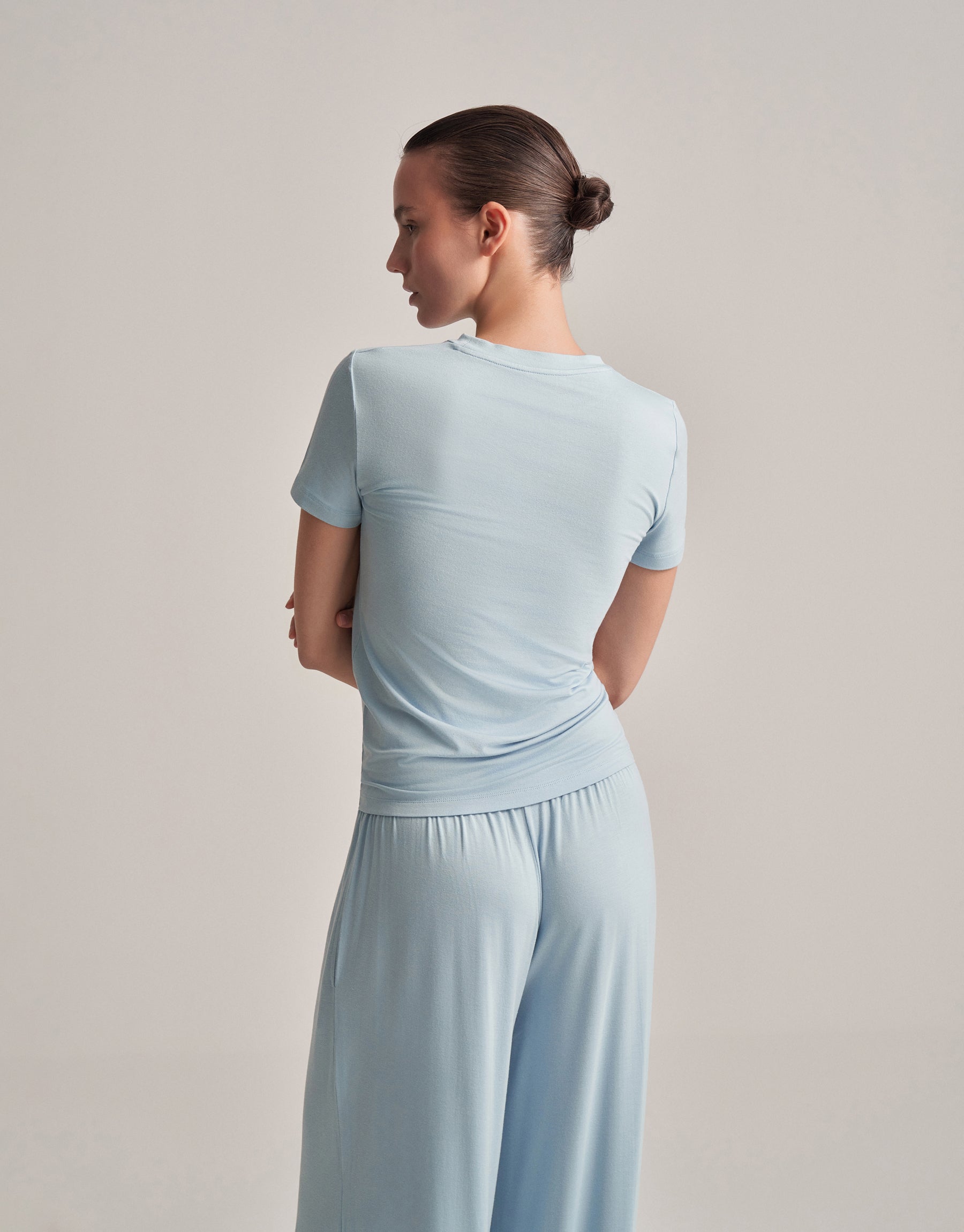 FITTED SHORT-SLEEVED T-SHIRT, BABY BLUE