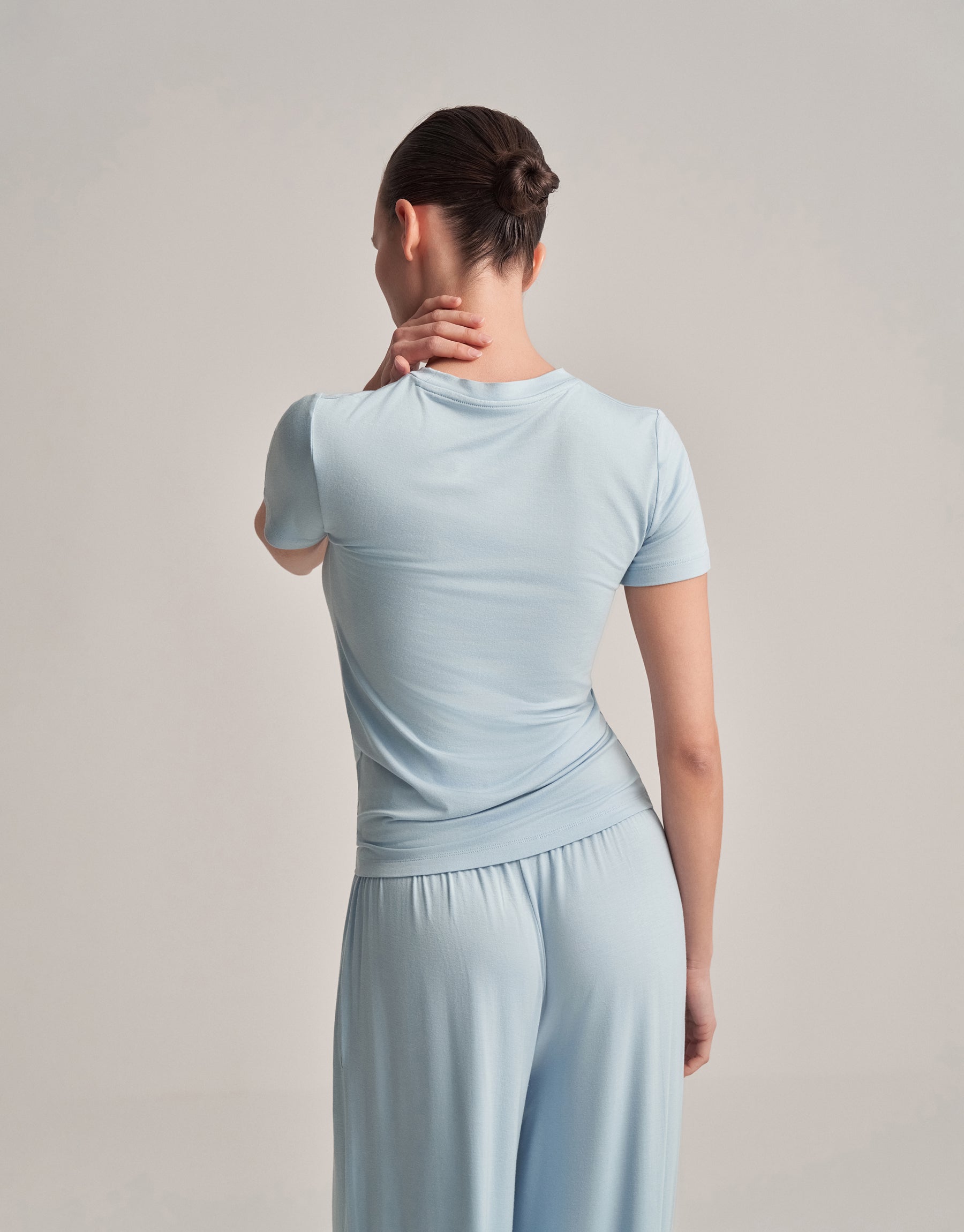 FITTED SHORT-SLEEVED T-SHIRT, BABY BLUE