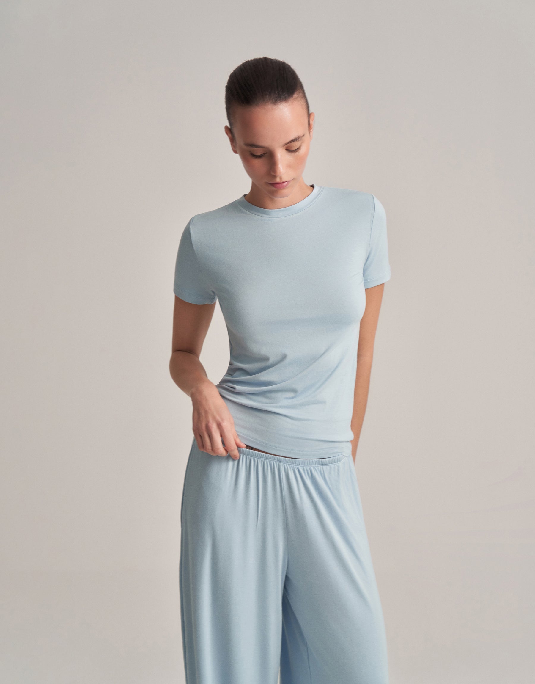 FITTED SHORT-SLEEVED T-SHIRT, BABY BLUE